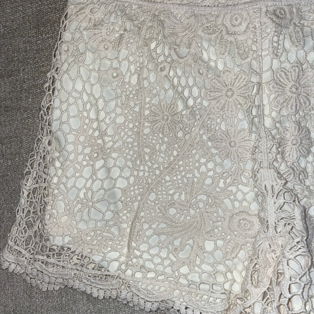 Forever21+ Ivory Floral Crochet Shorts - Picture 3 of 7